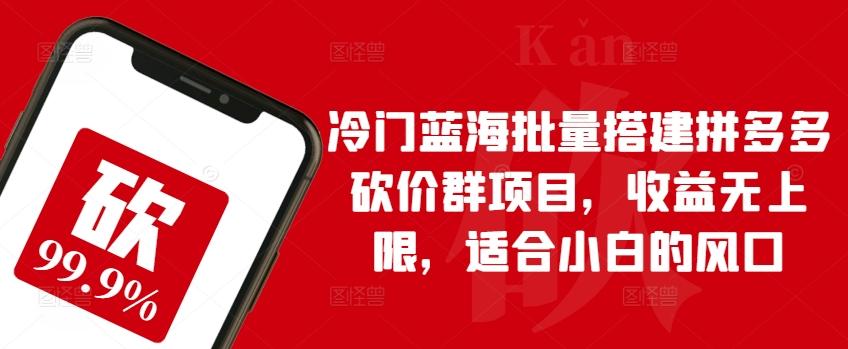 冷门蓝海批量搭建拼多多砍价群项目，收益无上限，适合小白的风口【揭秘】-百盛轻创
