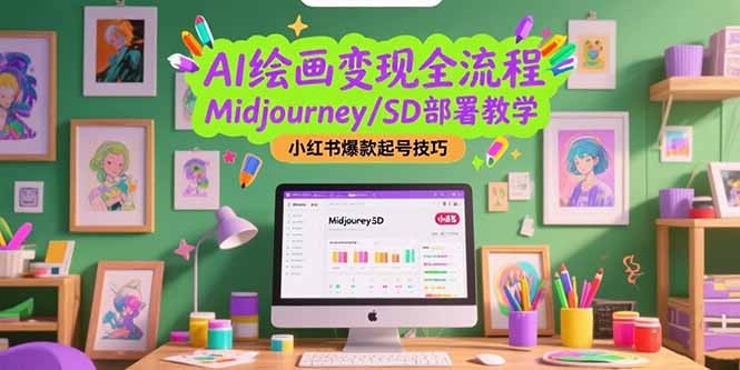 AI绘画变现全流程，Midjourney/SD部署教学，小红书爆款起号技巧-百盛轻创