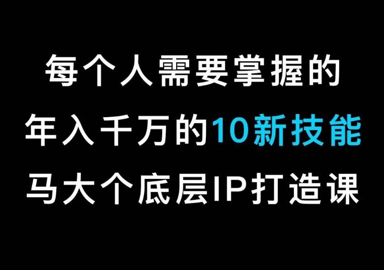 马大个的IP底层逻辑课，​每个人需要掌握的年入千万的10新技能，约会底层IP打造方法！-百盛轻创