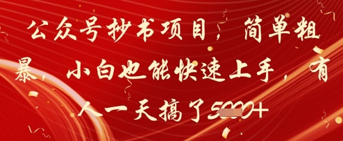 公众号抄书项目，简单粗暴，小白也能快速上手，有人一天搞了1k+-小艾项目网