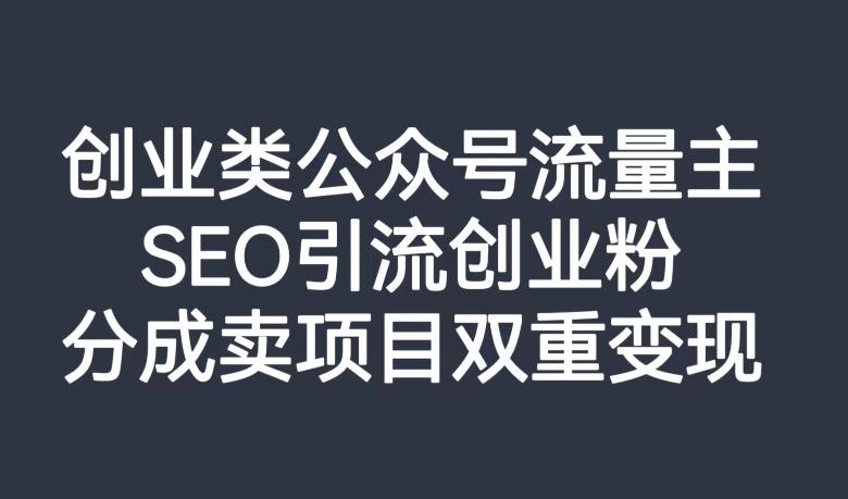 创业类公众号流量主，SEO引流创业粉，分成卖项目双重变现【揭秘】-小艾项目网