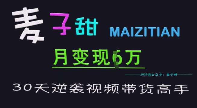 麦子甜30天逆袭视频带货高手，单月变现6W加特训营-百盛轻创