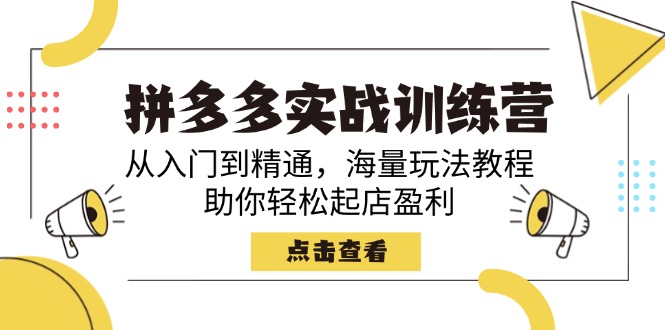 拼多多实战训练营，从入门到精通，海量玩法教程，助你轻松起店盈利-百盛轻创