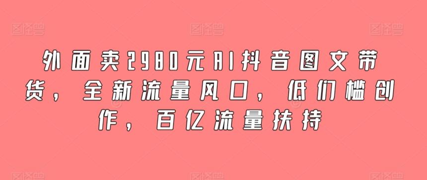 外面卖2980元AI抖音图文带货，全新流量风口，低们槛创作，百亿流量扶持-百盛轻创