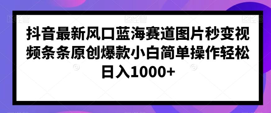 抖音最新风口蓝海赛道图片秒变视频条条原创爆款小白简单操作轻松日入1000+-小艾项目网