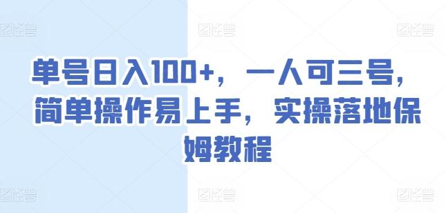 单号日入100+，一人可三号，简单操作易上手，实操落地保姆教程【揭秘】-百盛轻创