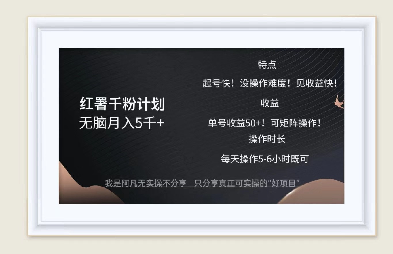 红薯千粉计划无脑月入5千+！既做既赚！-小艾项目网