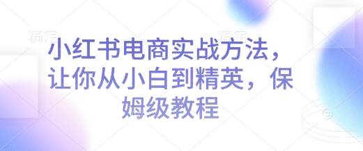 小红书电商实战方法，让你从小白到精英，保姆级教程-百盛轻创