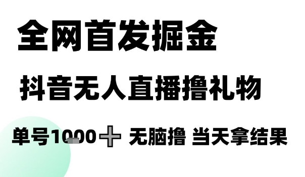 全网首发掘金抖音无人直播撸礼物,单号1k +无脑撸,当天拿结果【揭秘】-小艾项目网