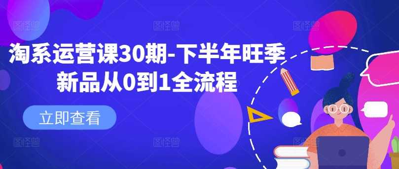 淘系运营课30期-下半年旺季新品从0到1全流程-百盛轻创