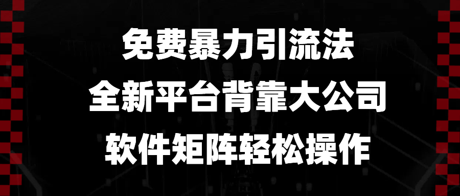 免费暴力引流法，全新平台，背靠大公司，软件矩阵轻松操作-百盛轻创