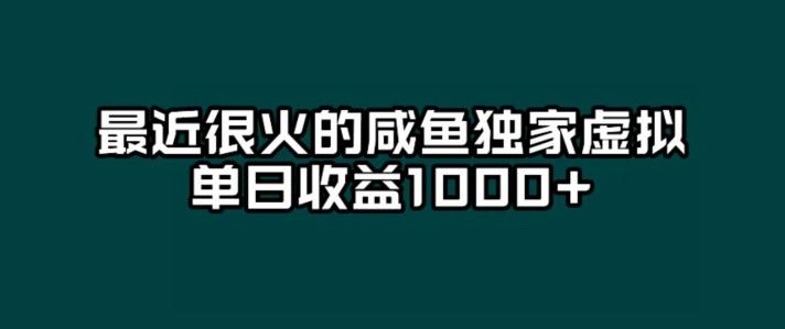 最近很火的咸鱼独家虚拟，单日收益1000+-百盛轻创