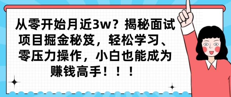 从零开始月近3w？揭秘面试项目掘金秘笈，轻松学习、零压力操作，小白也能成为赚钱高手-百盛轻创