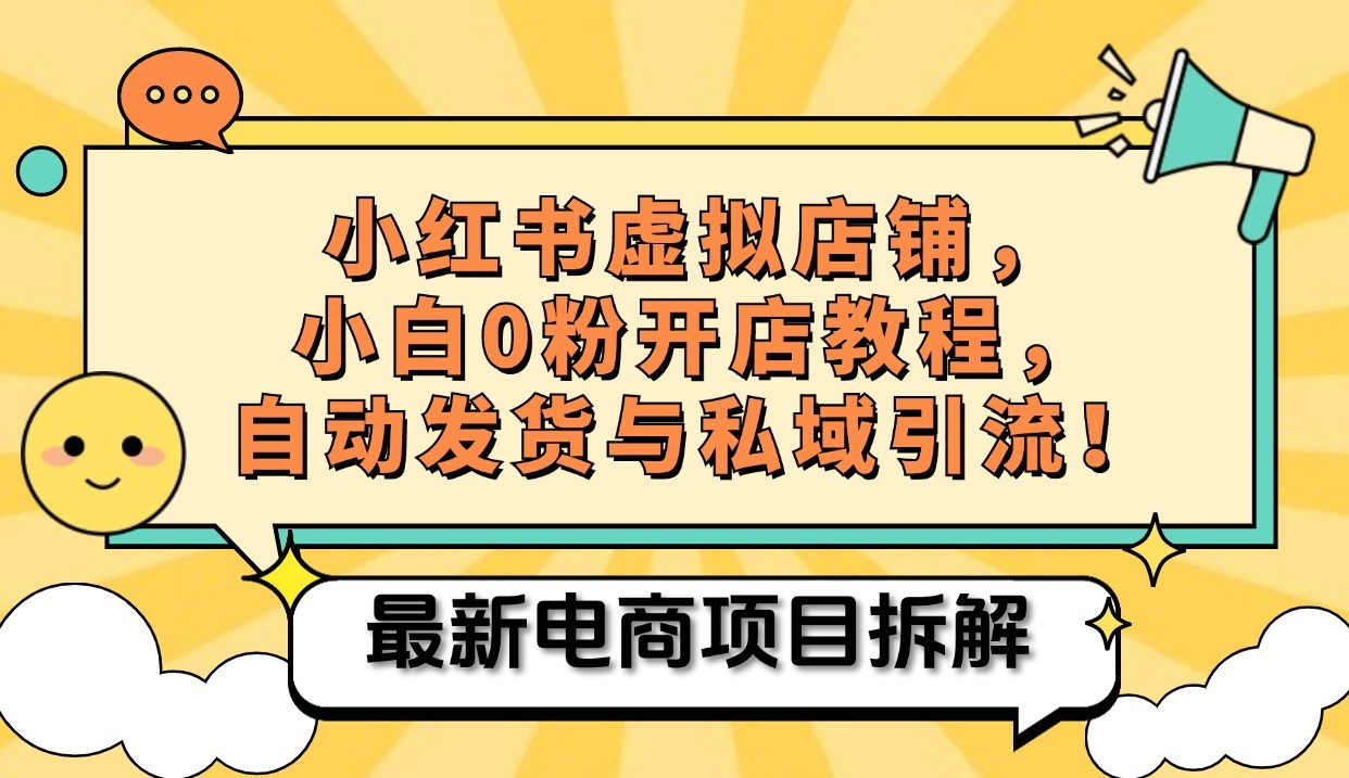 小红书电商，小白虚拟类目店铺教程，被动收益+私域引流-小艾项目网