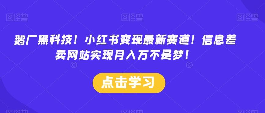 鹅厂黑科技！小红书变现最新赛道！信息差卖网站实现月入万不是梦！-小艾项目网