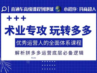 术业专攻玩转多多，优秀运营人的全面体系课程，解析拼多多运营底层必备逻辑-百盛轻创