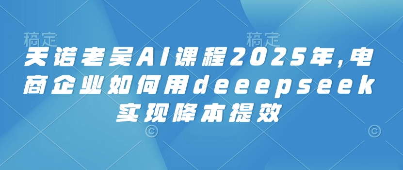 天诺老吴AI课程2025年，电商企业如何用deeepseek实现降本提效-百盛轻创