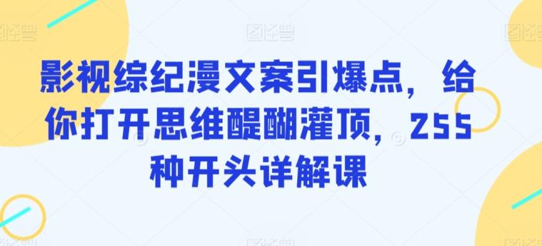 影视综纪漫文案引爆点，给你打开思维醍醐灌顶，255种开头详解课-百盛轻创