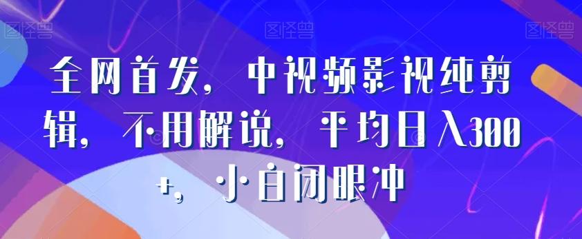 全网首发，中视频影视纯剪辑，不用解说，平均日入300+，小白闭眼冲-百盛轻创