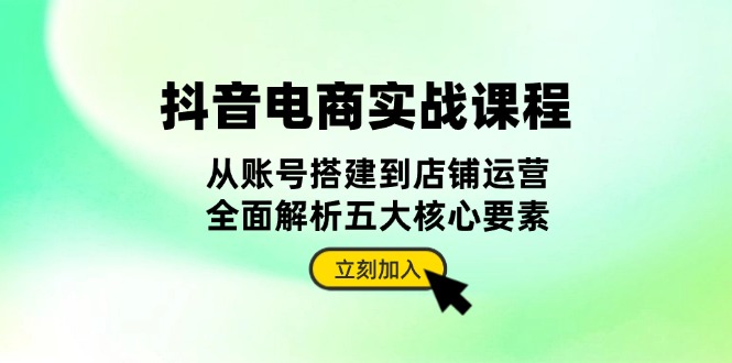 抖音 电商实战课程：从账号搭建到店铺运营，全面解析五大核心要素-小艾项目网