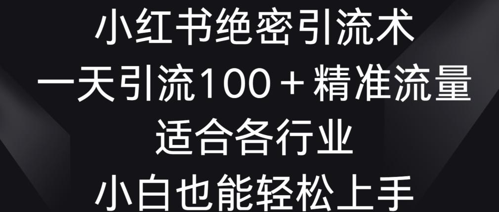小红书绝密引流术，一天引流100+精准流量，适合各个行业，小白也能轻松上手【揭秘】-百盛轻创