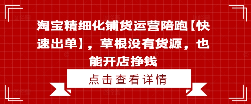 淘宝精细化铺货运营陪跑【快速出单】，草根没有货源，也能开店挣钱-百盛轻创