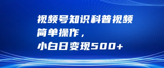 视频号知识科普视频，简单操作，小白日变现500+【揭秘】-百盛轻创