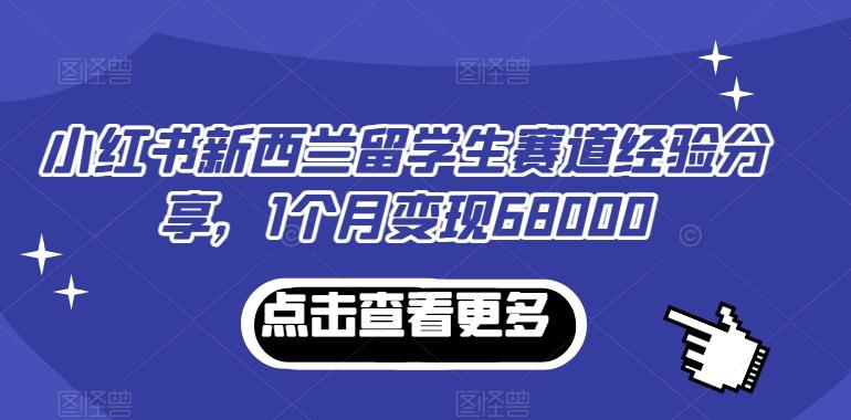 小红书新西兰留学生赛道经验分享，1个月变现68000【揭秘】-百盛轻创
