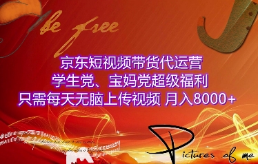 京东短视频带货代运营，学生党、宝妈党超级福利，只需每天无脑上传视频，月入8000+【仅揭秘】-百盛轻创