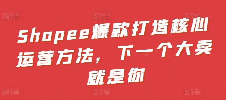 Shopee爆款打造核心运营方法，下一个大卖就是你-百盛轻创