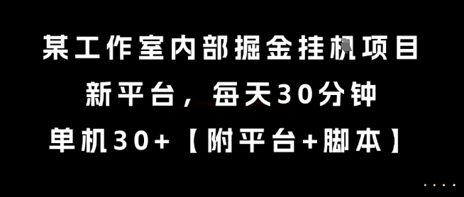 某工作室内部掘金挂G项目，新平台，每天30分钟，单机30+【揭秘】-百盛轻创