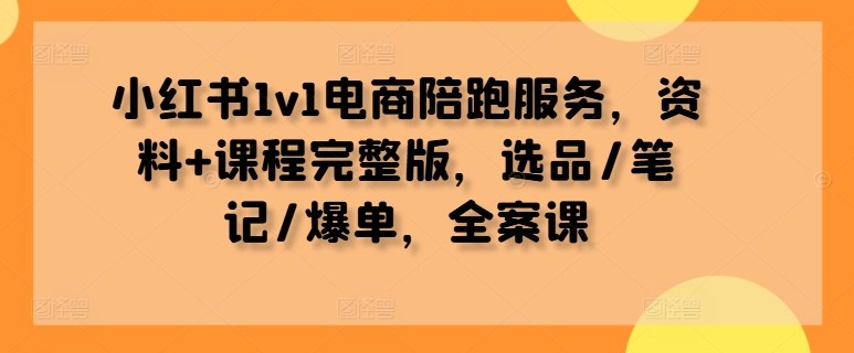 小红书1v1电商陪跑服务，资料+课程完整版，选品/笔记/爆单，全案课-百盛轻创