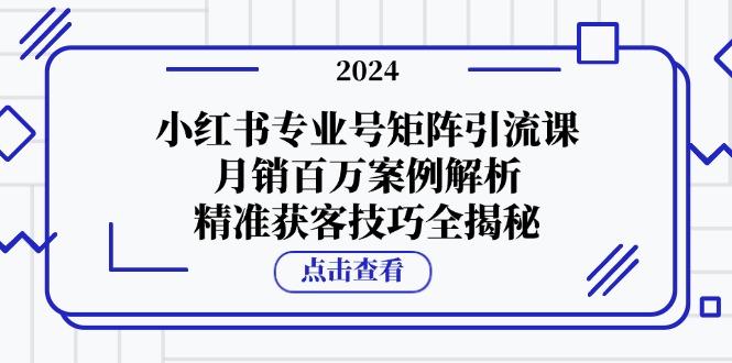 小红书专业号矩阵引流课，月销百万案例解析，精准获客技巧全揭秘-百盛轻创