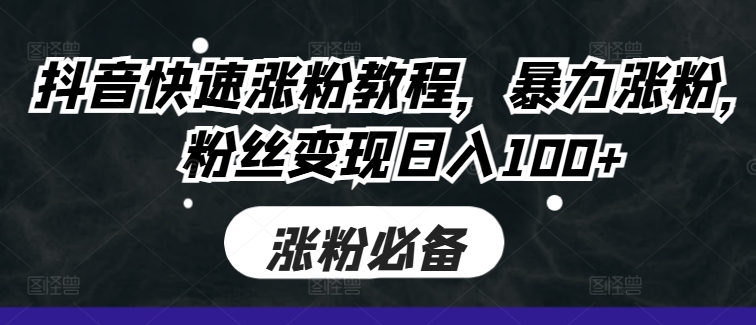 抖音快速涨粉教程，暴力涨粉，粉丝变现日入100+-小艾项目网