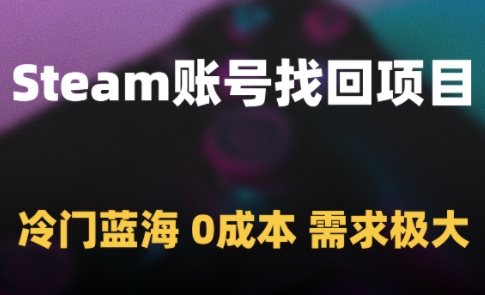 Steam账号找回项目，冷门蓝海，0成本，需求极大-百盛轻创