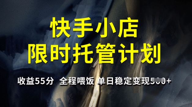 快手小店限时托管计划，收益55分，全程喂饭，单日稳定变现5张【揭秘】-百盛轻创