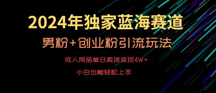 2024年独家蓝海赛道，成人用品单日卖货变现4W+，男粉+创业粉引流玩法，不愁搞不到流量【揭秘】-百盛轻创