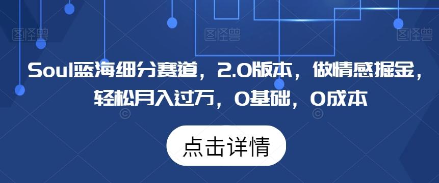 Soul蓝海细分赛道，2.0版本，做情感掘金，轻松月入过万，0基础，0成本-百盛轻创