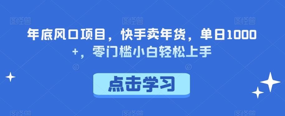 年底风口项目，快手卖年货，单日1000+，零门槛小白轻松上手-百盛轻创