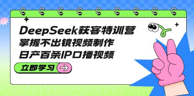 DeepSeek获客特训营:掌握不出镜视频制作,日产百条IP口播视频-小艾项目网