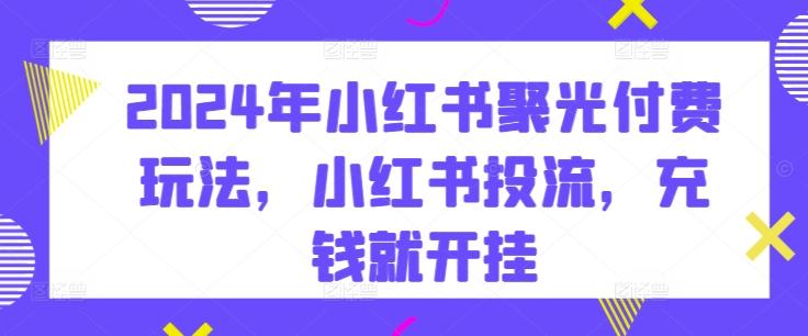 2024年小红书聚光付费玩法，小红书投流，充钱就开挂-百盛轻创