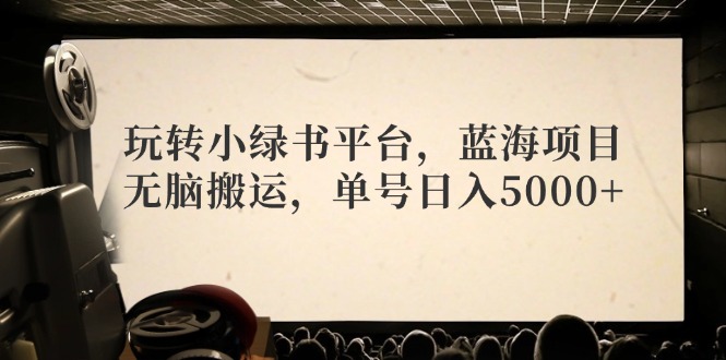 玩转小绿书平台，蓝海项目，无脑搬运，单号日入5000+-百盛轻创