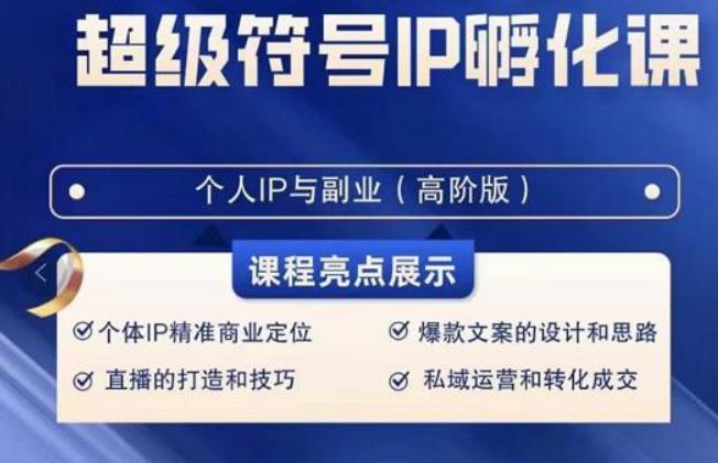 超级符号IP孵化高阶课，建立流量思维底层逻辑，打造属于自己IP（51节课）-小艾项目网