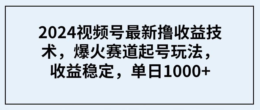 (9651期) 2024视频号最新撸收益技术，爆火赛道起号玩法，收益稳定，单日1000+-百盛轻创