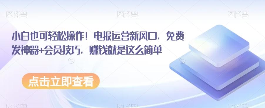 小白也可轻松操作！电报运营新风口，免费发神器+会员技巧，赚钱就是这么简单-小艾项目网