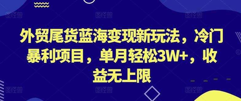 外贸尾货蓝海变现新玩法，冷门暴利项目，单月轻松3W+，收益无上限【揭秘】-百盛轻创
