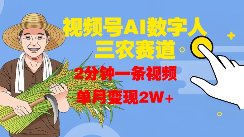 视频号AI数字人玩转三农赛道，2分钟一条视频，单月变现2W+-小艾项目网