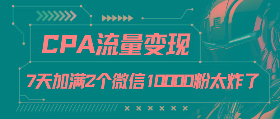 CPA流量变现，7天加满两个微信10000粉-小艾项目网