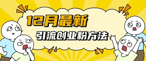 12月最新引流创业粉方法，方法非常简单，适用于多平台-小艾项目网