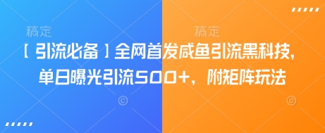 【引流必备】全网首发咸鱼引流黑科技，单日曝光引流500+，附矩阵玩法【揭秘】-小艾项目网